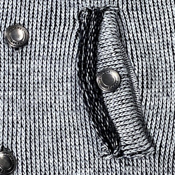 Barabas Coat Mens M Gray Pea Short Jacket Knitwear Metallic Button Logo Everyday - Picture 16 of 16